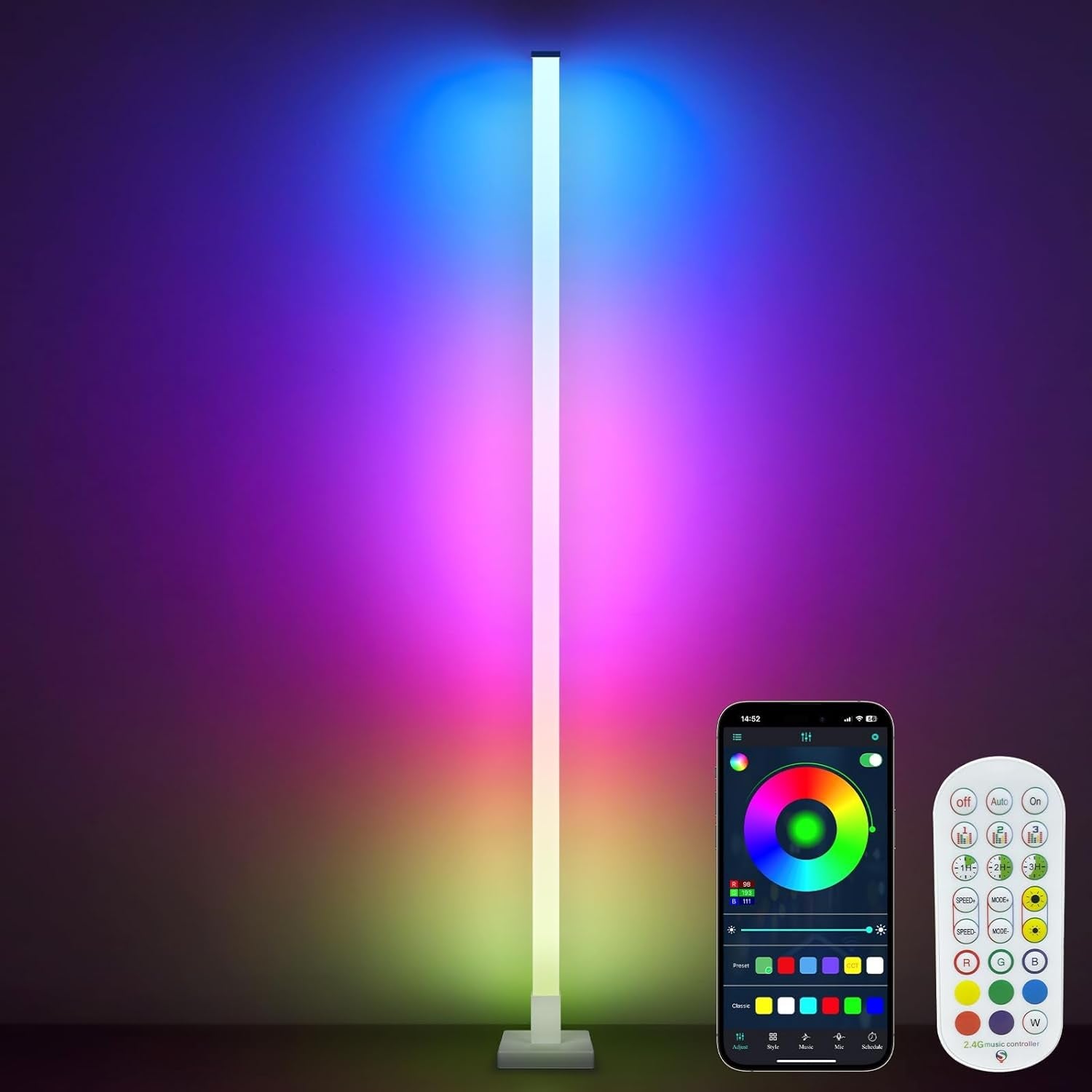 LED Ambience Floor Lamp - Color Changing Standing Lamp with Remote & App Control