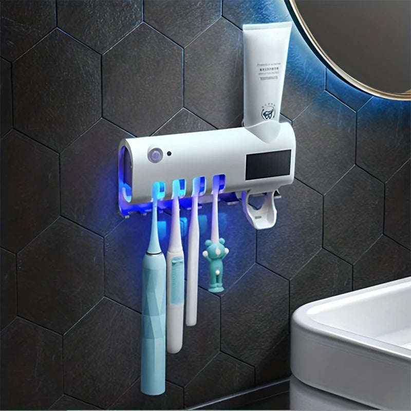 Intelligent Sanitizing Toothbrush Holder w Automatic Toothpaste Squeezing 